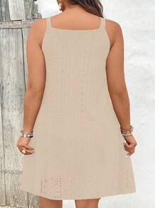 Calvaya Plus Size Open Shoulder Casual Plain Summer Dress