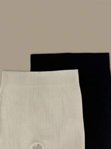 Easithlete 2pcs Solid Ribbed Knit Sports Leggings Workout Leggings Spandex Women Leggings Set Yoga Pants - Multicolor - View 5