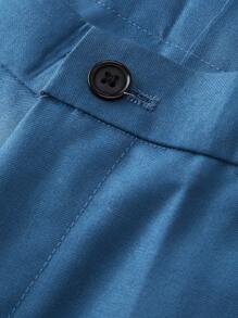 Calvornis Solid Color Men's Casual Everyday Suit Trousers (Unfinished Hem) - Blue - View 5