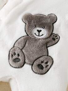 Mono con capucha de manga larga de un solo color gris para bebé niño - Gris - Ver 3