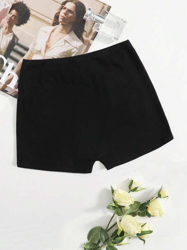 SHEIN EZwear Elastic Waist Solid Biker Shorts