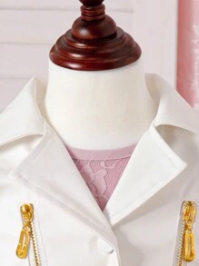 2pcs/Set Toddler Girls' Preppy Style Long Sleeve Dress And Jacket Spring/Fall Outfit - Multicolor - View 5