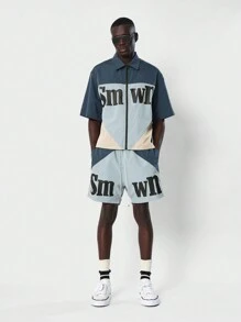 SUMWON Boxy Fit Zip Through Shirt With Front Print - Multicolor - View 4