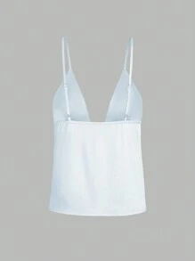 SHEIN Unity Women Summer Solid Color Elegant Tie Front Camisole - Blue - View 2
