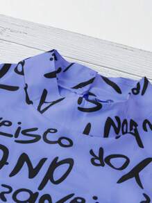 SHEIN LUNE 大码女式字母印花高领衬衫 - 彩色 - 查看 3