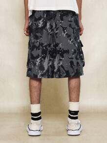 SUMWON 涂鸦图案印花低裆迷彩工装裤