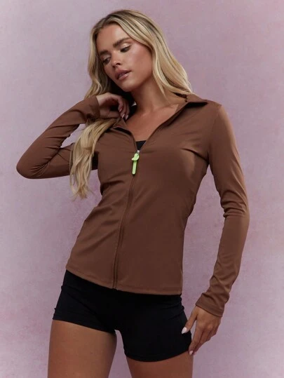 MISSGUIDED Jersey Polo Neck Zip Through Long Sleeves Sports Jacket Winter Wear