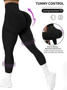 Easithlete Solid Color High Stretch Seamless Sports Leggings Yoga Women Pants