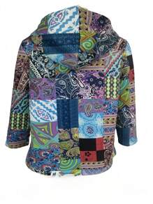 EMERY ROSE Women's Full Print Hooded Jacket With Front Zipper, Casual Daily Wear - Multicolor - View 4