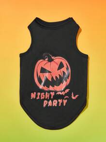 PETSIN 1pc Pet Cat Dog Lightweight Breathable Halloween Pumpkin Pattern Vest - Multicolor - View 1