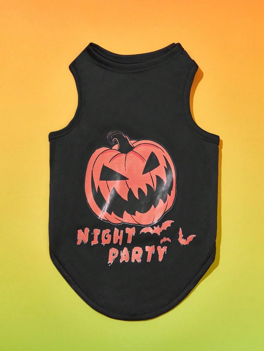 PETSIN 1pc Pet Cat Dog Lightweight Breathable Halloween Pumpkin Pattern Vest - Multicolor - View 1