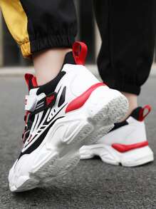 Children's Boys' Spring And Autumn Low-Top Sports Shoes With Adjustable Hook-And-Loop, Easy To Put On And Take Off, Suitable For Daily Wear, Thick Sole, Soft And Comfortable, Chunky Sneakers With Contrasting Colors, Fashionable And Versatile, Student Shoes For The Start Of The School Season Colorful Sneakers