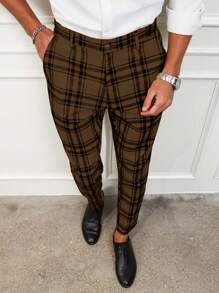 Manfinity Mode Homme Pantalon De Costume À Carreaux À Poche