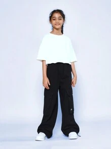 SUMWON Tween Girls Loose Fit Oversized Pocket Cargo Jean
