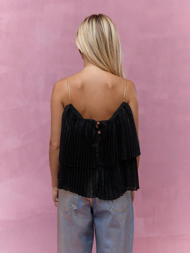 MISSGUIDED 보헤미안 메탈 스트랩 티어드 러플 캐미솔 탑