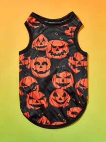 PETSIN 1 peça Colete Respirável e Leve com Estampa de Abóbora para Gato e Cachorro de Estimação, Estilo Halloween - Multicolorido - Visão 1