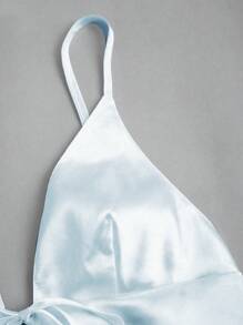 SHEIN Unity Women Summer Solid Color Elegant Tie Front Camisole - Blue - View 3