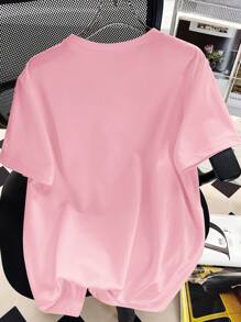 Camiseta de punto con cuello redondo estampada para niña preadolescente