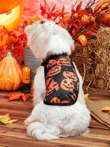 PETSIN 1 peça Colete Respirável e Leve com Estampa de Abóbora para Gato e Cachorro de Estimação, Estilo Halloween - Multicolorido - Visão 5