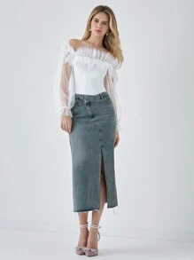 Enchnt Bộ đồ liền thân hở vai công chúa trắng lãng mạn gợi cảm mùa hè cho nữ & ngày hẹn hò ngọt ngào & ngày hẹn hò hàng ngày - trắng - Xem 8