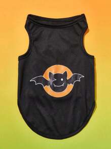 PETSIN 1pc Pet Cat/Dog Breathable Lightweight Vest, Halloween Bat Design, Black