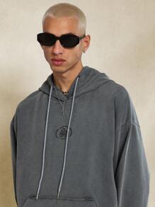 SUMWON Áo hoodie vải thô cổ điển Áo chui đầu cỡ lớn Thời trang đường phố thường ngày thời trang đô thị Dây rút Túi Kangaroo Tay bo gân Đồ mặc nhà mùa đông thu - Xám - Xem 3