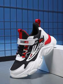 Children's Boys' Spring And Autumn Low-Top Sports Shoes With Adjustable Hook-And-Loop, Easy To Put On And Take Off, Suitable For Daily Wear, Thick Sole, Soft And Comfortable, Chunky Sneakers With Contrasting Colors, Fashionable And Versatile, Student Shoes For The Start Of The School Season Colorful Sneakers