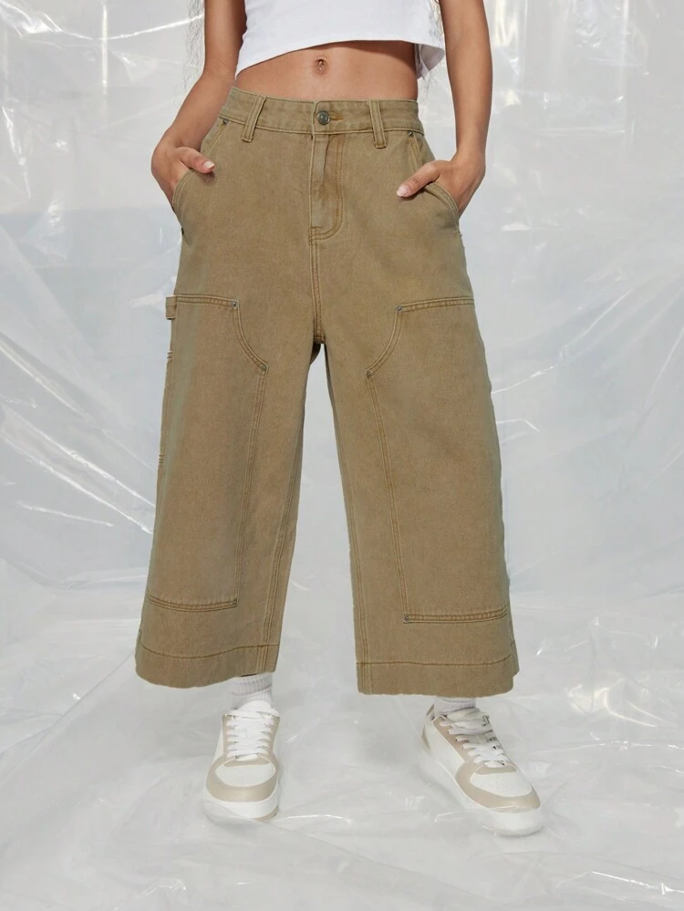 SUMWON WOMEN Street Loose Fit Carpenter Denim Jort