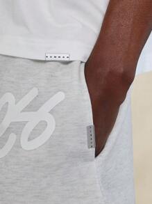 SUMWON Drop Crotch Short With Los Angeles Print - Light Grey - View 5