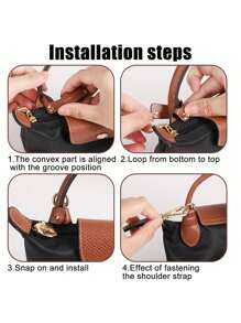 2025 Leather Modification Buckle Purse Strap Replacement Crossbody Adjustable Shoulder Strap Punch-Free Mini Handbag - Brown - View 8