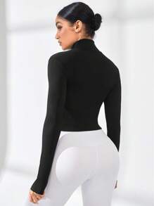 Easithlete Plain Zip-Up Front Long Sleeve Slim Fit Casual Sports Jacket - Multicolor - View 2