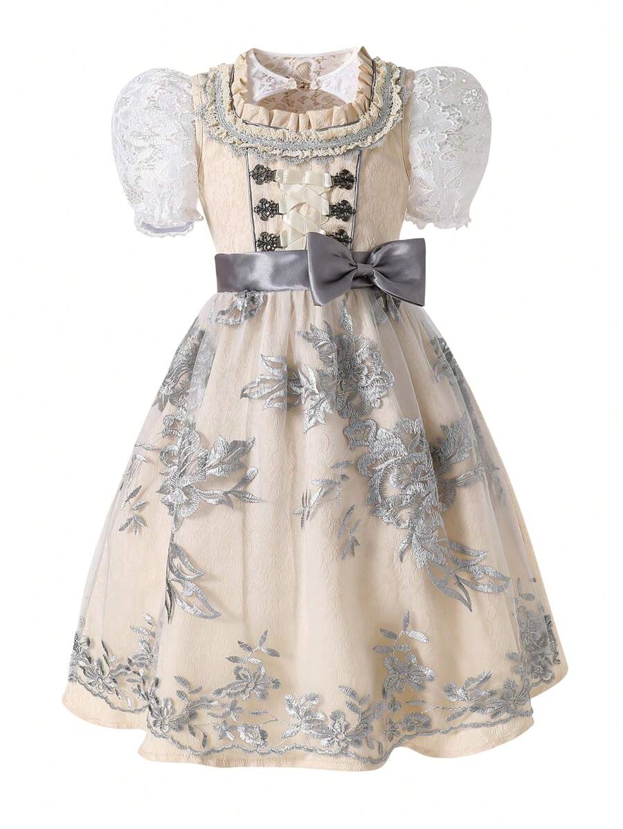 Young Girl German Beer Costume Children's Bavarian Traditional Costume Girls European And American Countryside Costume Stage Costume Munich Costume - Champagne - View 1
