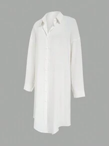 GlowEve Chemise pour femme à longues manches avec boutons et design d'épaules tombantes plissées