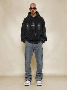 SUMWON Straight Fit Raw Edge Washed Jean - Blue - View 3