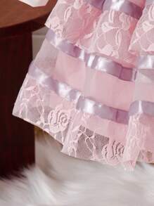 2pcs/Set Toddler Girls' Preppy Style Long Sleeve Dress And Jacket Spring/Fall Outfit - Multicolor - View 4