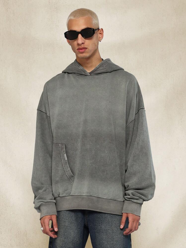Felpa con cappuccio casual oversize da streetwear con tasca centrale