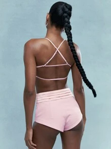MISSGUIDED Tailored Tuxedo Waistband Knicker Shorts - Pink - View 2