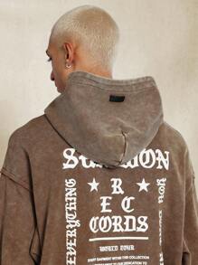 SUMWON Vintage Washed Effect Designer Hoodie Rec Corps Collection World Tour Embroidered Letter Patch Kangaroo Pocket Streetwear Pullover Autumn Winter