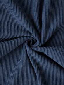 SHEIN 女士弹力口袋直筒宽松时尚长裤 - 藏蓝色 - 查看 5