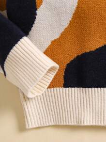 时尚百搭撞色针织毛衣上衣，适合男婴单独穿着