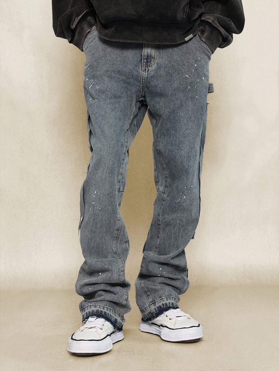 SUMWON Straight Fit Raw Edge Washed Jean - Blue - View 1