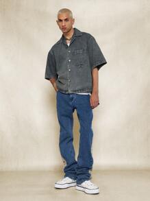 SUMWON Flare Fit Distressed Denim Jean - Blue - View 3
