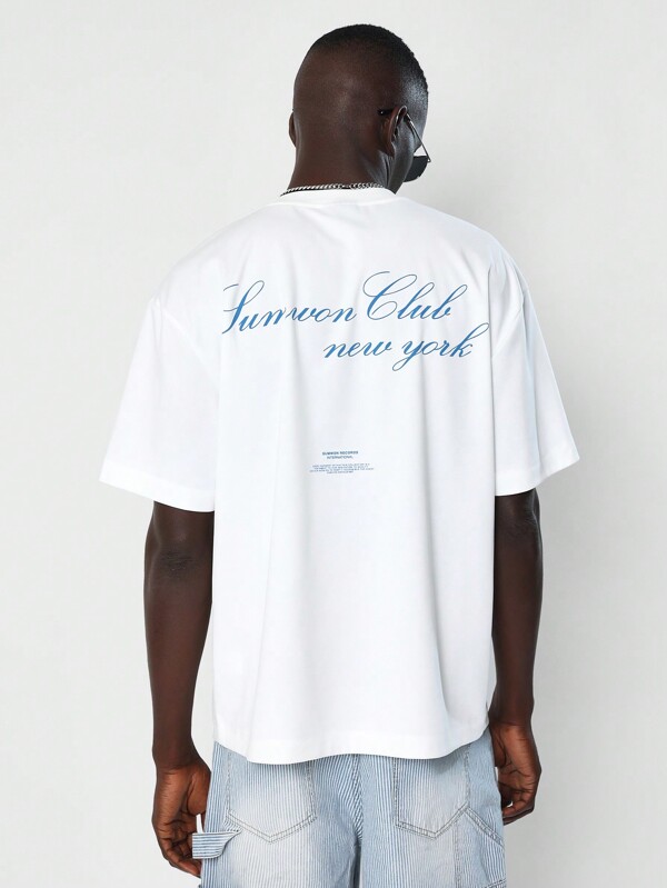 SUMWON Regular Fit Short Sleeve Tee With Front & Back Graphic Print