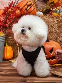 PETSIN 1pc Pet Cat/Dog Breathable Lightweight Vest, Halloween Bat Design, Black