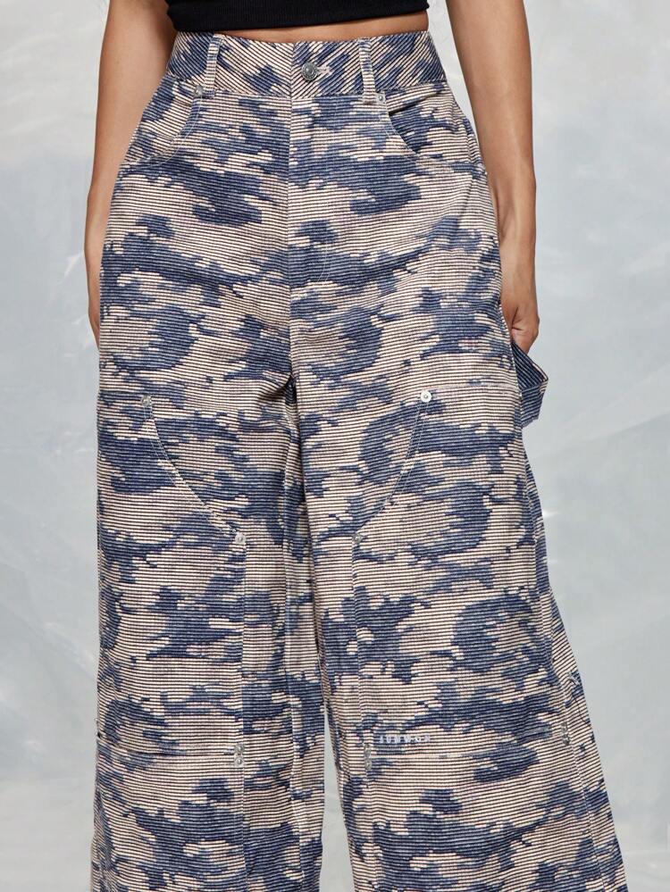 SUMWON Street All Over Camo Printed Baggy Twill Carpenter Pant