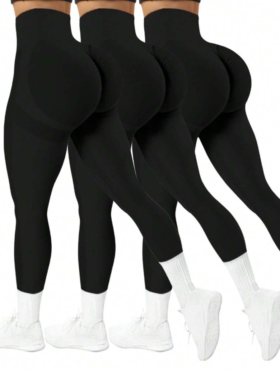 Easithlete Solid Color High Stretch Seamless Sports Leggings Yoga Women Pants