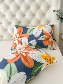 1pc 100% Polyester, Floral Print, Lightweight And Breathable, Soft, Pillowcase (Without Filling) Bedroom Decor. - Multicolor - View 2