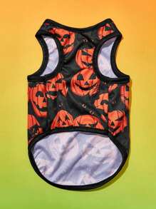 PETSIN 1 peça Colete Respirável e Leve com Estampa de Abóbora para Gato e Cachorro de Estimação, Estilo Halloween - Multicolorido - Visão 3