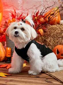 PETSIN 1pc Pet Cat Dog Lightweight Breathable Halloween Pumpkin Pattern Vest - Multicolor - View 4