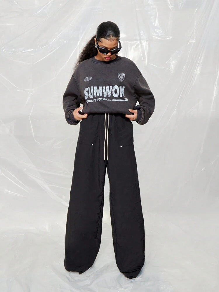 SUMWON WOMEN Sweatshirt col rond lavé avec imprimé graphique devant